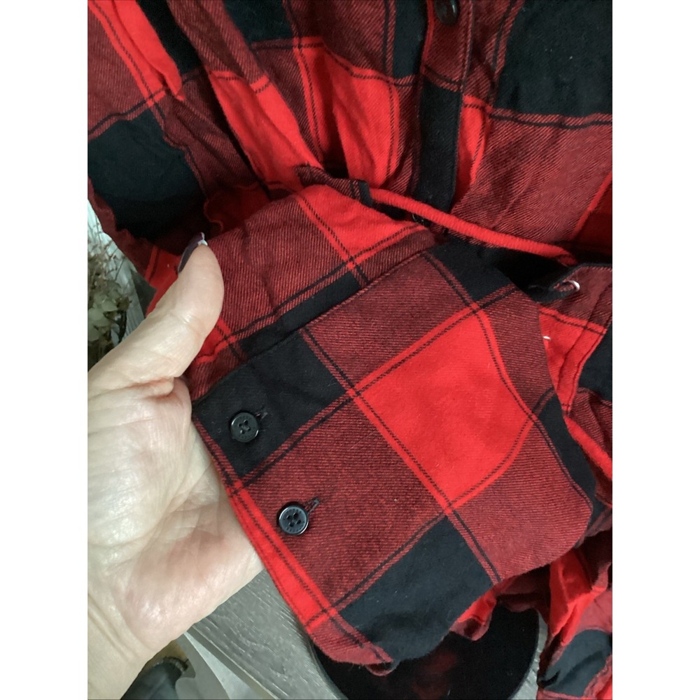 NWT‎ Express Women Plaid SZ S/P Red And Black Tie In Front Cute - Picture 7 of 8